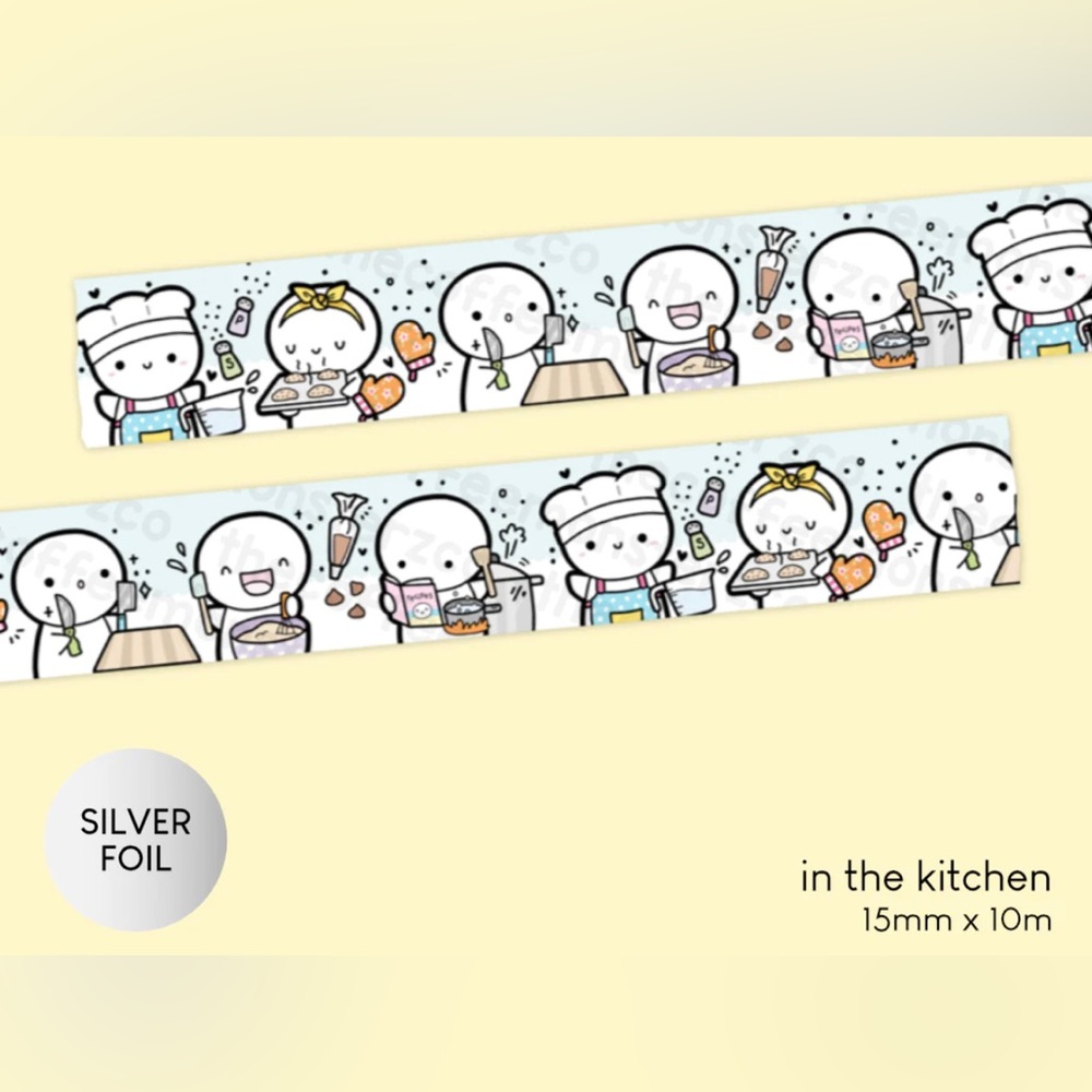 🆕 TheCoffeeMonsterzCo In The Kitchen Washi Tape - 15mm
